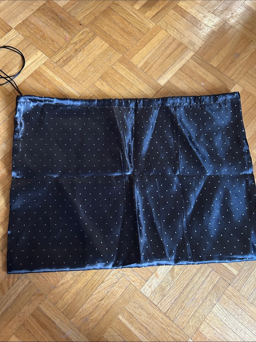 Satin Black Polka Dot Dust Bag